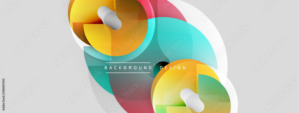 Aufkleber abstract colorful shapes overlap, creating dynamic visual effect. white space provides clean backdro
