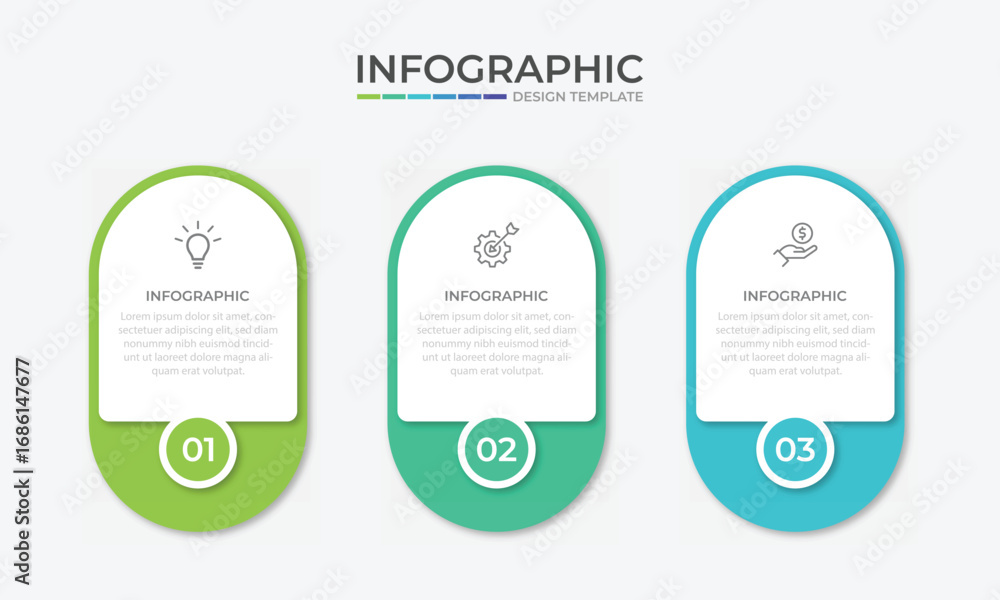Poster vector infographic label design template with icons and 3 options or steps. can be used for process 