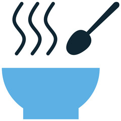 Soup icon vector for food, culinary themes, and menus. This simple, modern icon is great for representing hot meals, lunch specials, or healthy food on websites and apps.