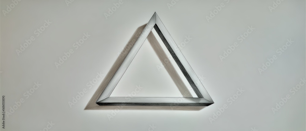 Poster Modern Minimalist Geometric Triangular Structure with Reflection and Shadow Creating an Abstract Artistic Composition