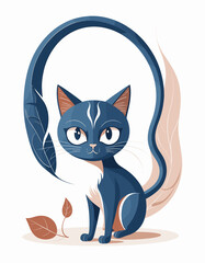  cartoon blue cat illustration with whimsical elements and soft colors