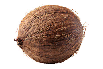 Whole Brown Coconut with Hairy Shell, Isolated on Transparent Background.png
