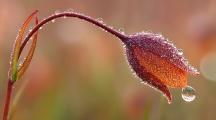 Obraz premium Vibrant Flower with Water Droplets Glimmering in Morning Light