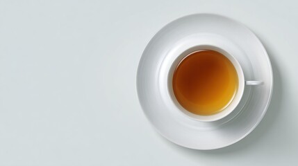 Warm Tea in White Cup on Light Background for Relaxation Moments
