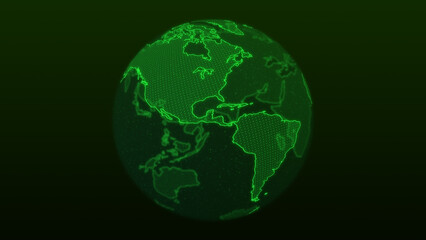 3D Globe of Americas in Green