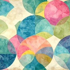 Abstract watercolor circles on aged paper