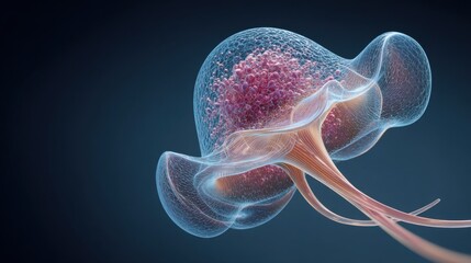 Abstract representation of biological cell structure with vibrant colors