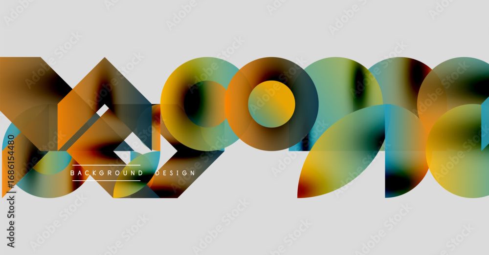 Poster abstract colorful shapes form dynamic background. gradient hues blend, creating modern visual textur