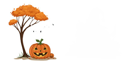 halloween pumpkin with leaves