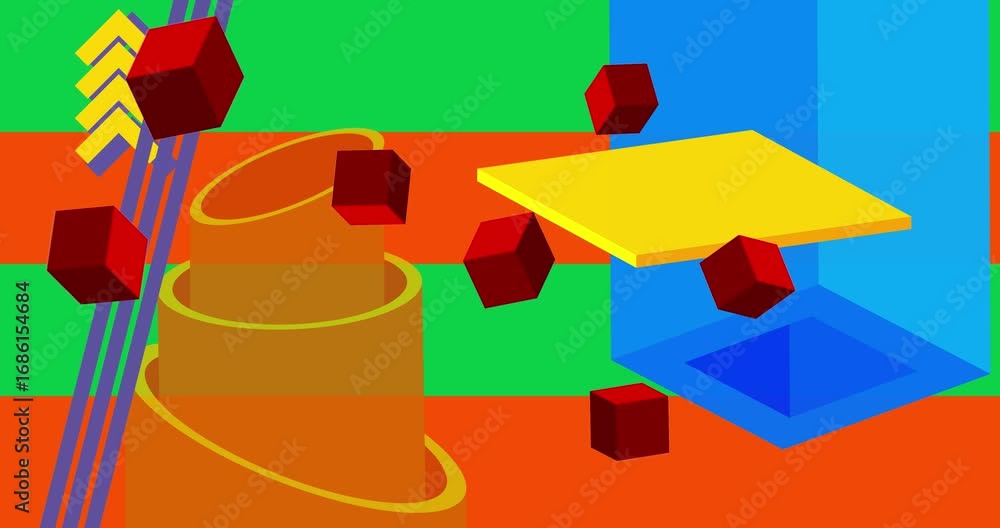 Poster geometrical graphic retro theme background animation with place for text. minimal geometric elements