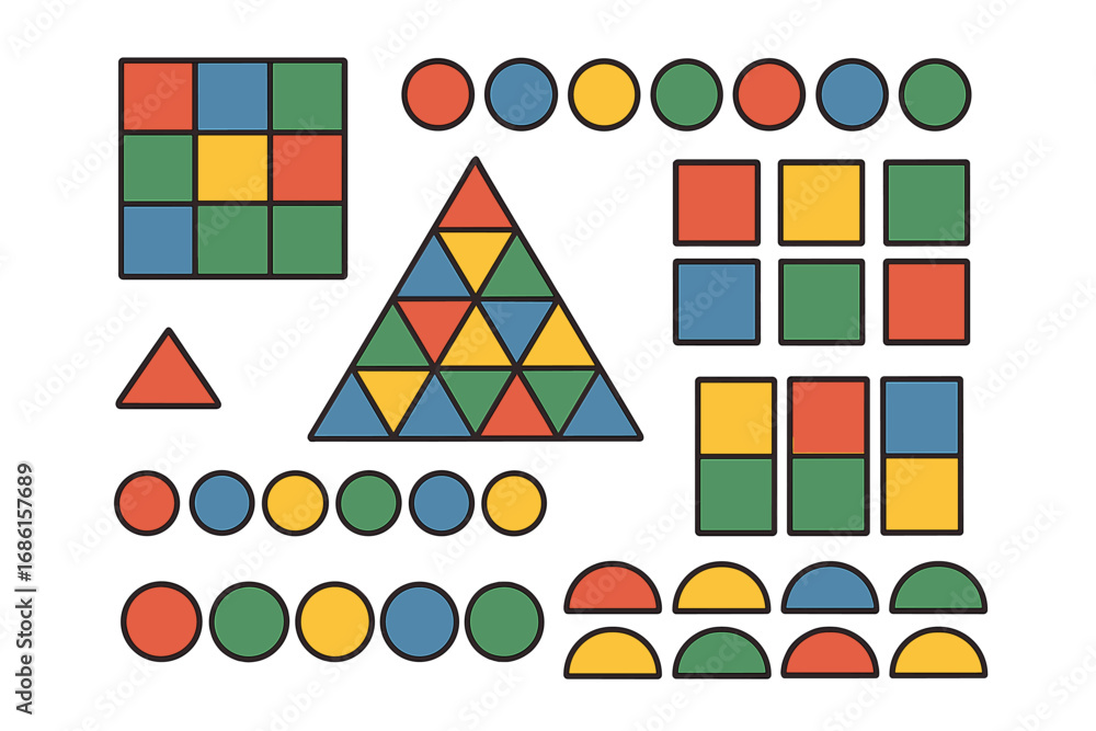 Aufkleber colorful data visualization icon set with geometric shapes for business analytics, graphs, and chart