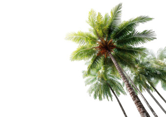 Lush tropical palm trees from below