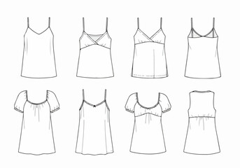 Women's summer dresses outline fashion apparel collection