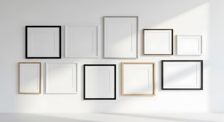 Gallery Wall Mockup with Various Frames and Colors