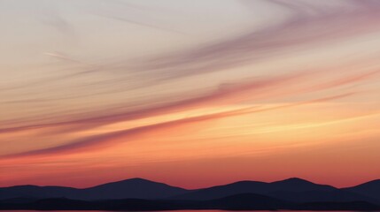 Fototapeta premium Bright illustration of dramatic sunset with colorful clouds in vibrant evening sky