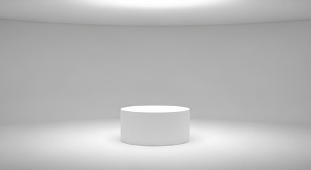 Minimalist White Cylinder on a Lit Stage with Soft, Gradual Lighting