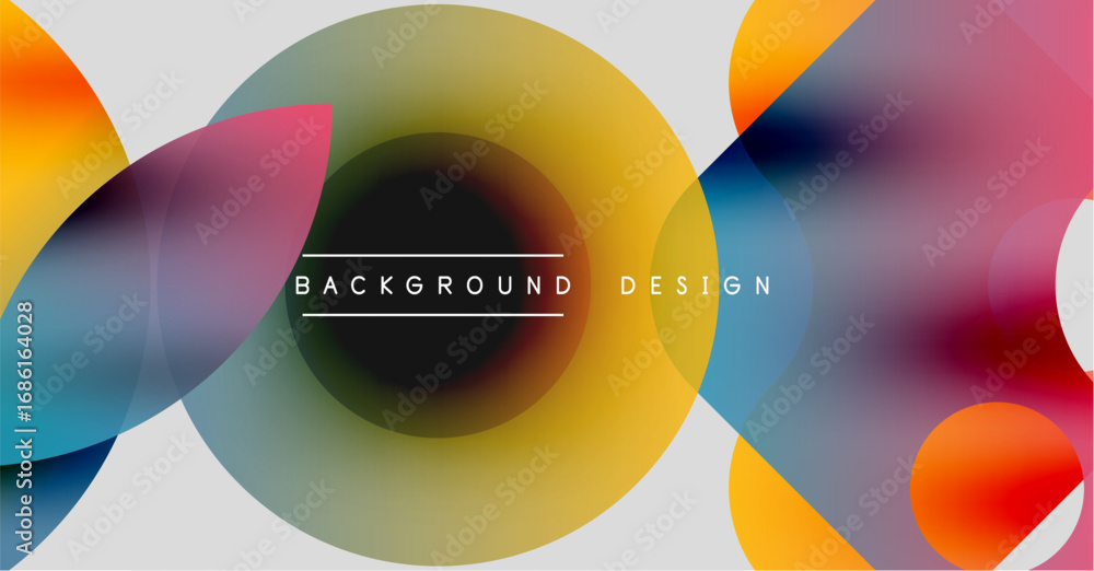 Aufkleber abstract colorful circles overlap. gradient hues create modern visual effect. background design feat