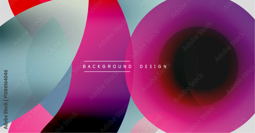 Poster abstract colorful circles overlap creating dynamic fluid gradient background. modern design elements