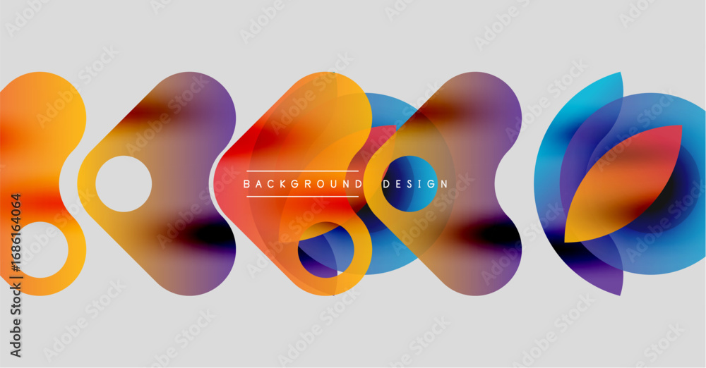 Aufkleber abstract colorful shapes overlap, creating dynamic visual effect. modern design with gradient hues, 
