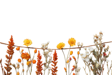 Dried flower garland on a dark background