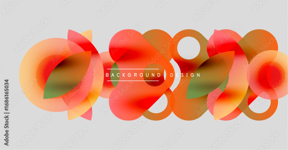 Poster abstract shapes overlap, creating vibrant orange, red tones. minimalist design with text background 