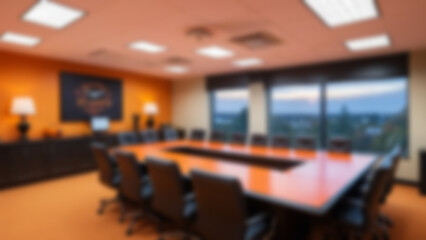 Fototapeta premium blurry image of modern office interior with hellowin theme decoration with hellowin accessories on the wall