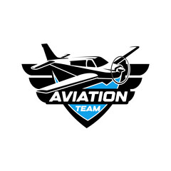 Airplane Aviation Aircraft Badge Logo Template