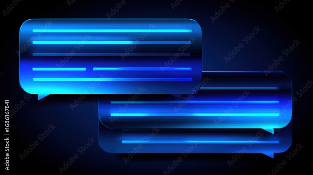 Poster two blue speech bubbles illustrating automated sentiment alert icon concept for emotional response a