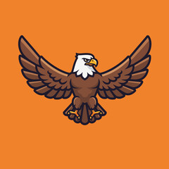 Obraz premium A stylized eagle with outstretched wings against an orange background.
