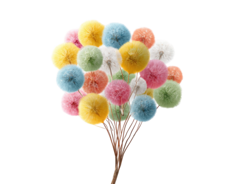Colorful dandelion cluster resembling a balloon bouquet