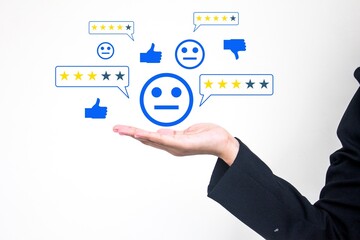 Take a neutral feedback in business for customer service, reviews, and business analysis. This simple, professional look is great for showing how a company handles unbiased opinions.