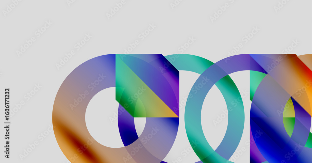 Aufkleber abstract colorful circles overlap, creating vibrant visual effect. modern design, simple background,