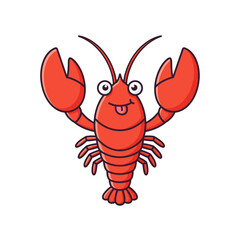 A cartoon-style lobster with a playful expression and large claws.