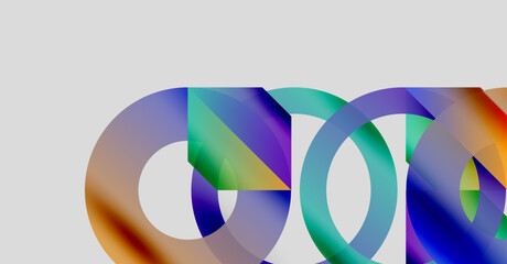 Abstract colorful circles overlap, creating vibrant visual effect. Modern design, simple background, dynamic composition.