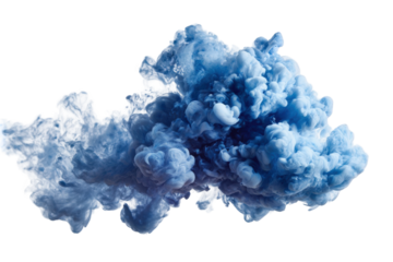 Abstract cloud of swirling blue ink