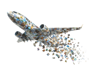 A composite airplane image formed from many smaller pictures