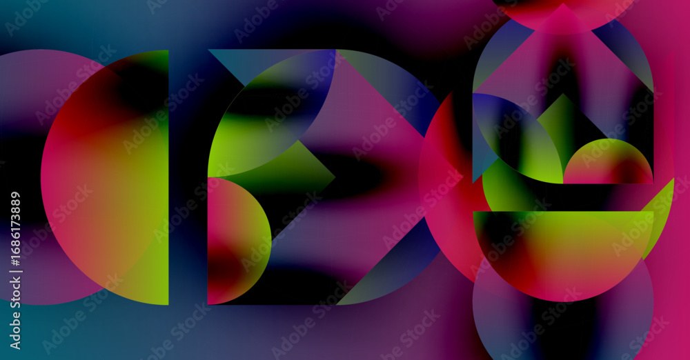 Aufkleber abstract composition featuring overlapping colorful circular shapes. vivid gradients create dynamic 