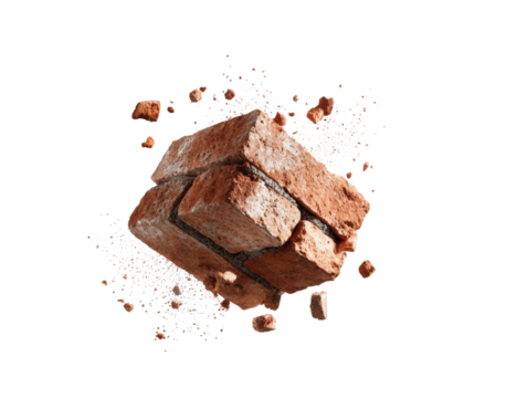 A brick explodes in mid-air