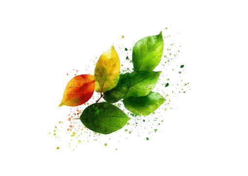 Autumn leaves in motion on black background