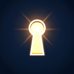 Glowing keyhole illustration representing the discovery of secrets, finding a solution, or unlocking future potential