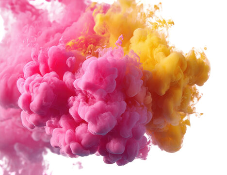 Abstract ink in vibrant pink and yellow