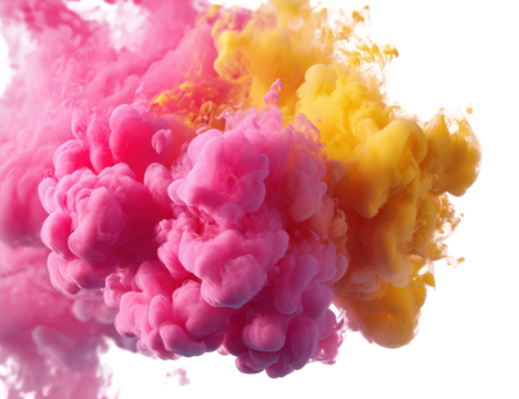 Abstract ink in vibrant pink and yellow
