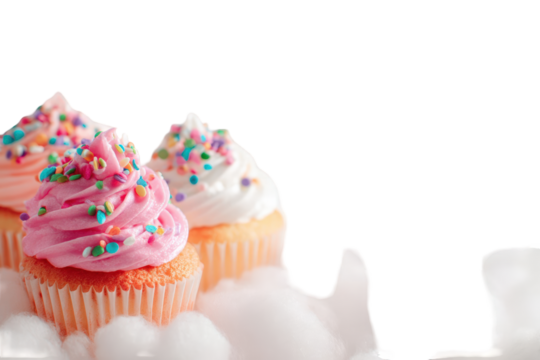Colorful cupcakes on fluffy clouds - Powered by Adobe
