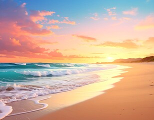 Vibrant sunset over a tranquil beach