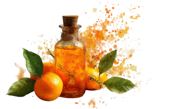 Citrus-infused oil in a glass bottle