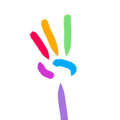 Multicolor hand illustration abstract brush stroke art on transparent background