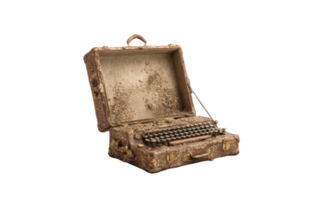 Vintage typewriter in a dusty case