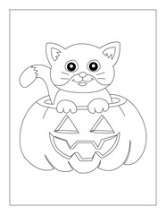 Halloween Coloring Book Pages Vector Illustration, Halloween Animals Printables, Bold Line Spider, Ghost Coloring Book, Preschool Coloring Book
