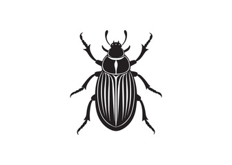 Beetle black silhouette animal vector illustration isolated on white background.