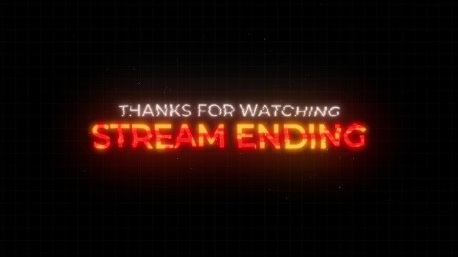 Stream Ending Thanks For Watching neon text animation with glitch effect cyberpunk stream footage 4K video